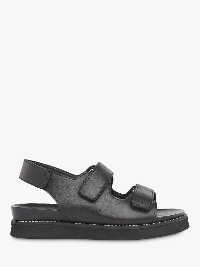 Whistles Rocco Leather Rip Tape Footbed Sandals, Black