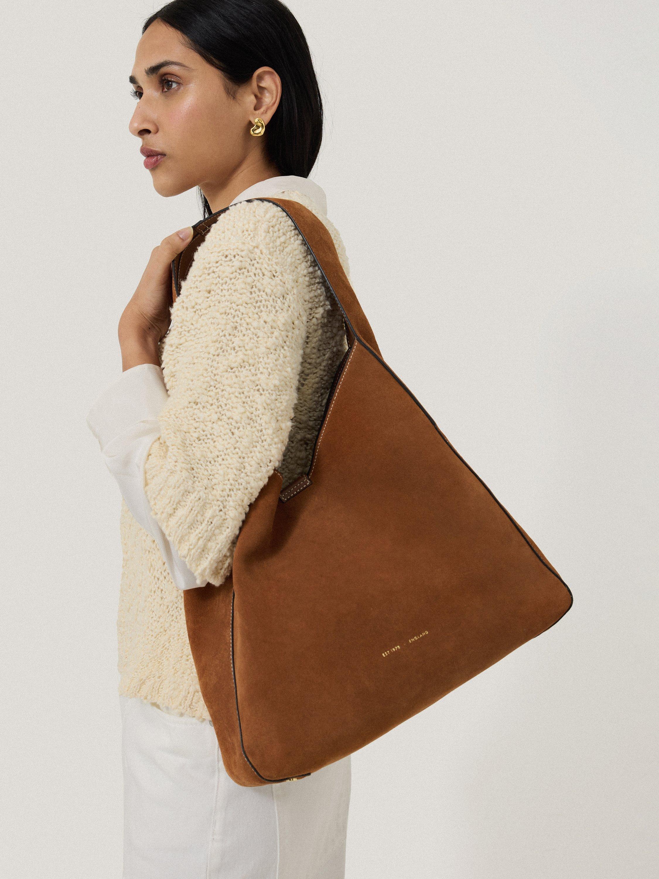 Product image 3 of 5, which shows Jigsaw Heckfield Suede Slouch Shoulder Bag, Tan