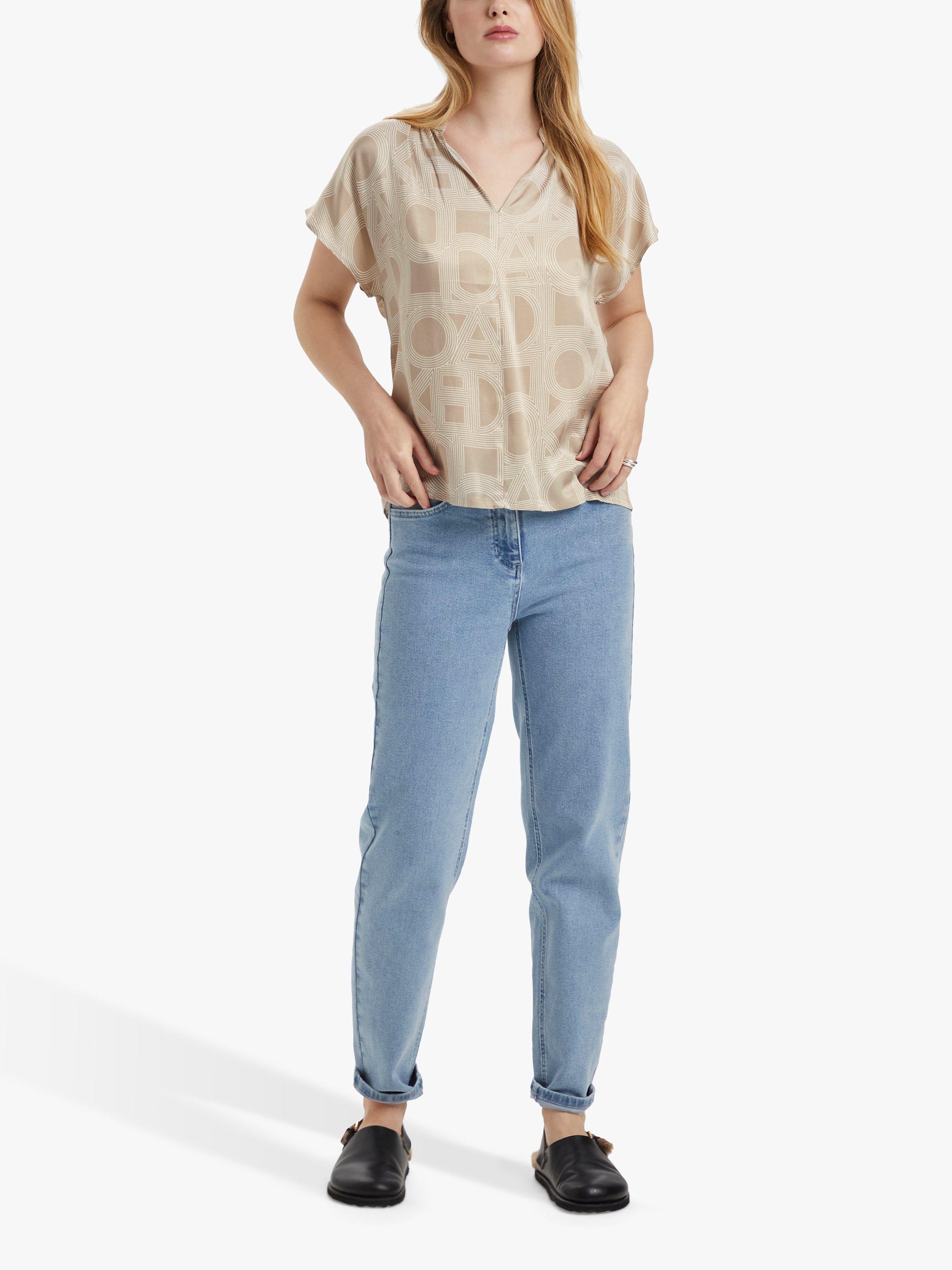 Soaked In Luxury Marian Graphic Logo Print Top, Plaza Taupe