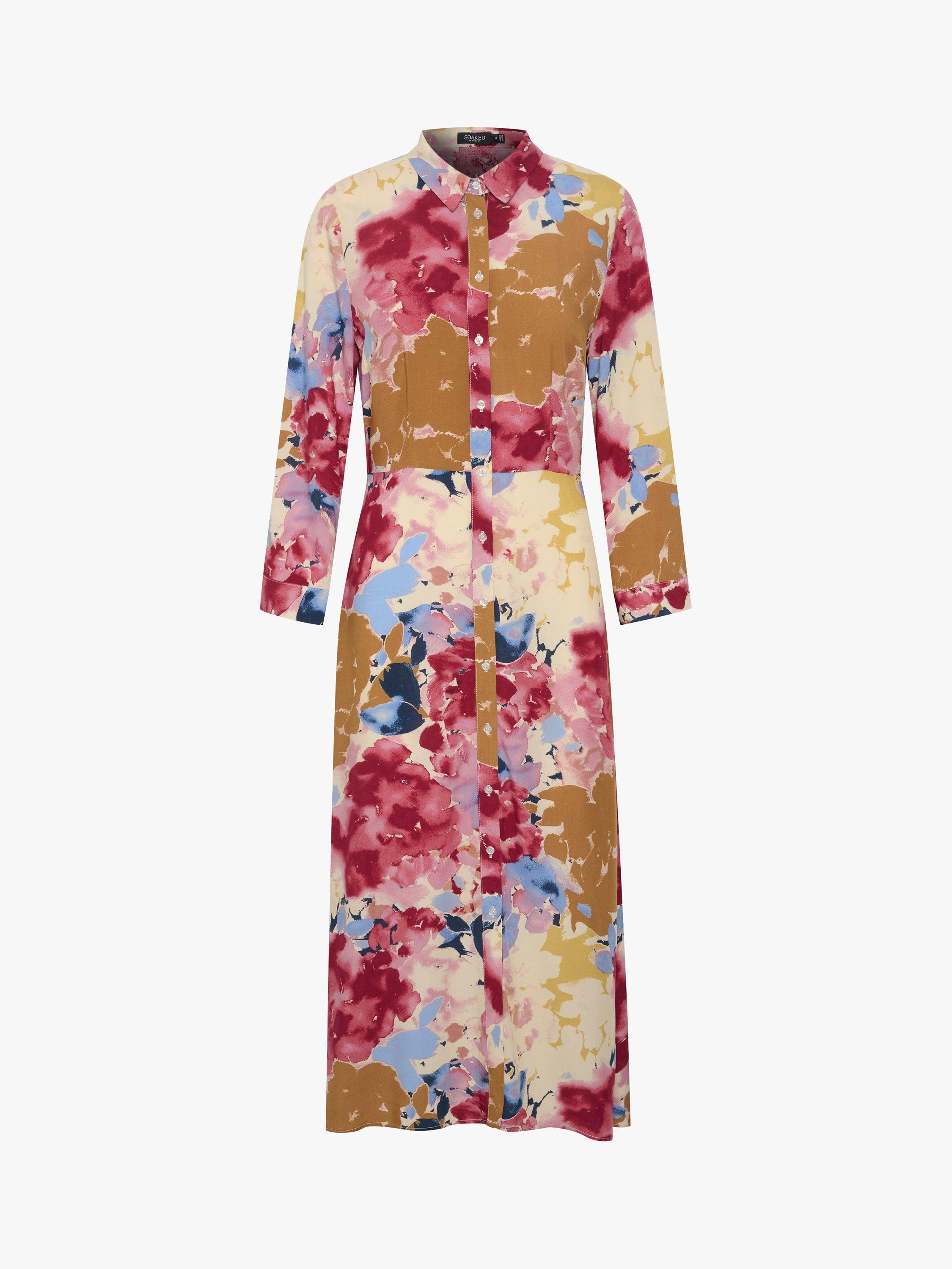 Soaked In Luxury Violetta Floral Print Midi Shirt Dress, Pink/Multi