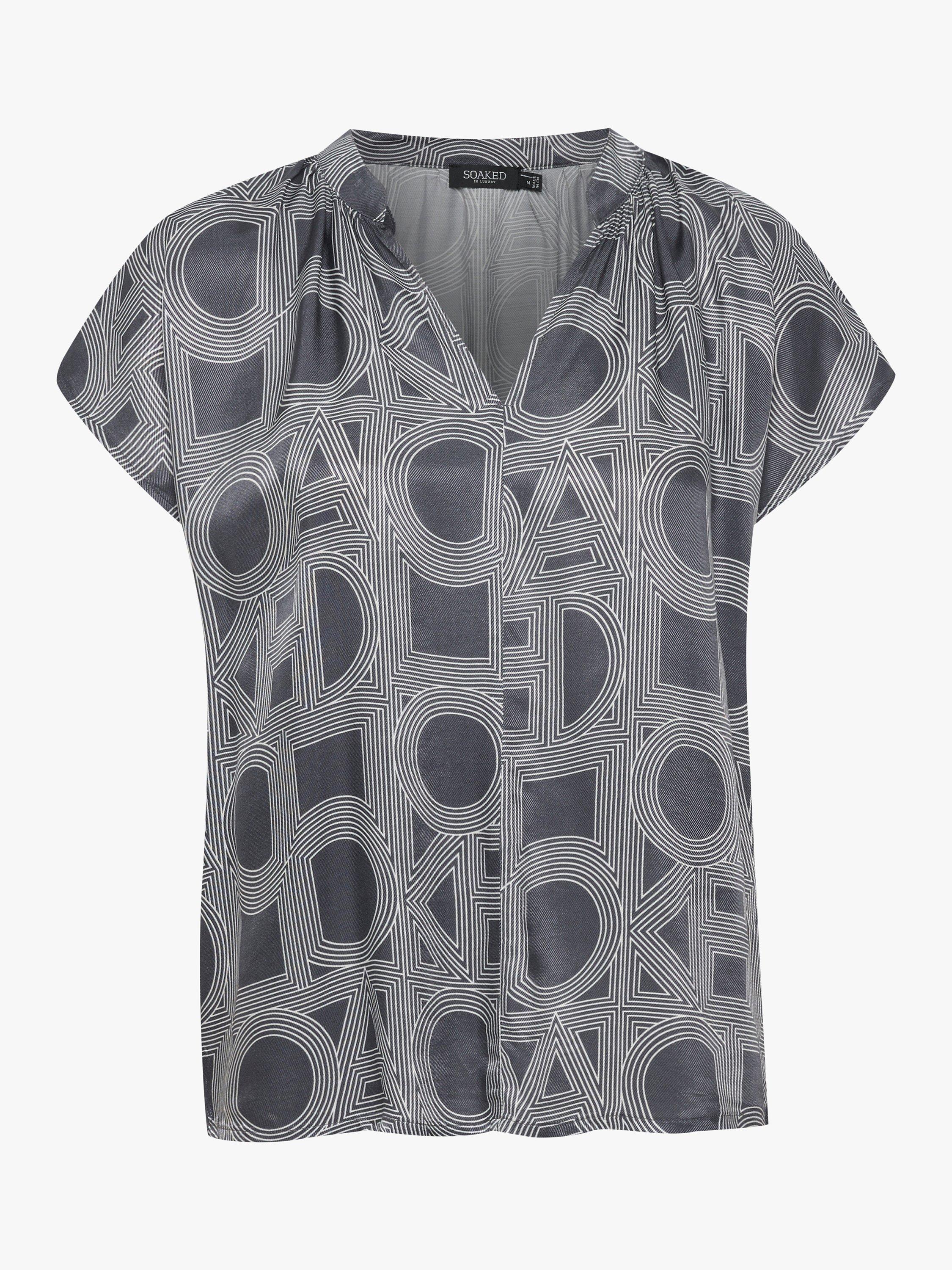 Soaked In Luxury Marian Graphic Logo Print Top, India Ink
