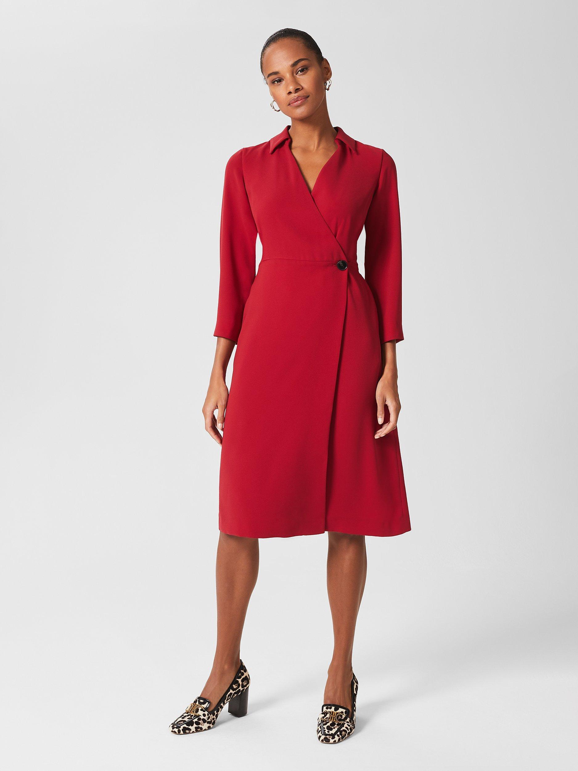 Hobbs Dani Wrap Dress Deep Red