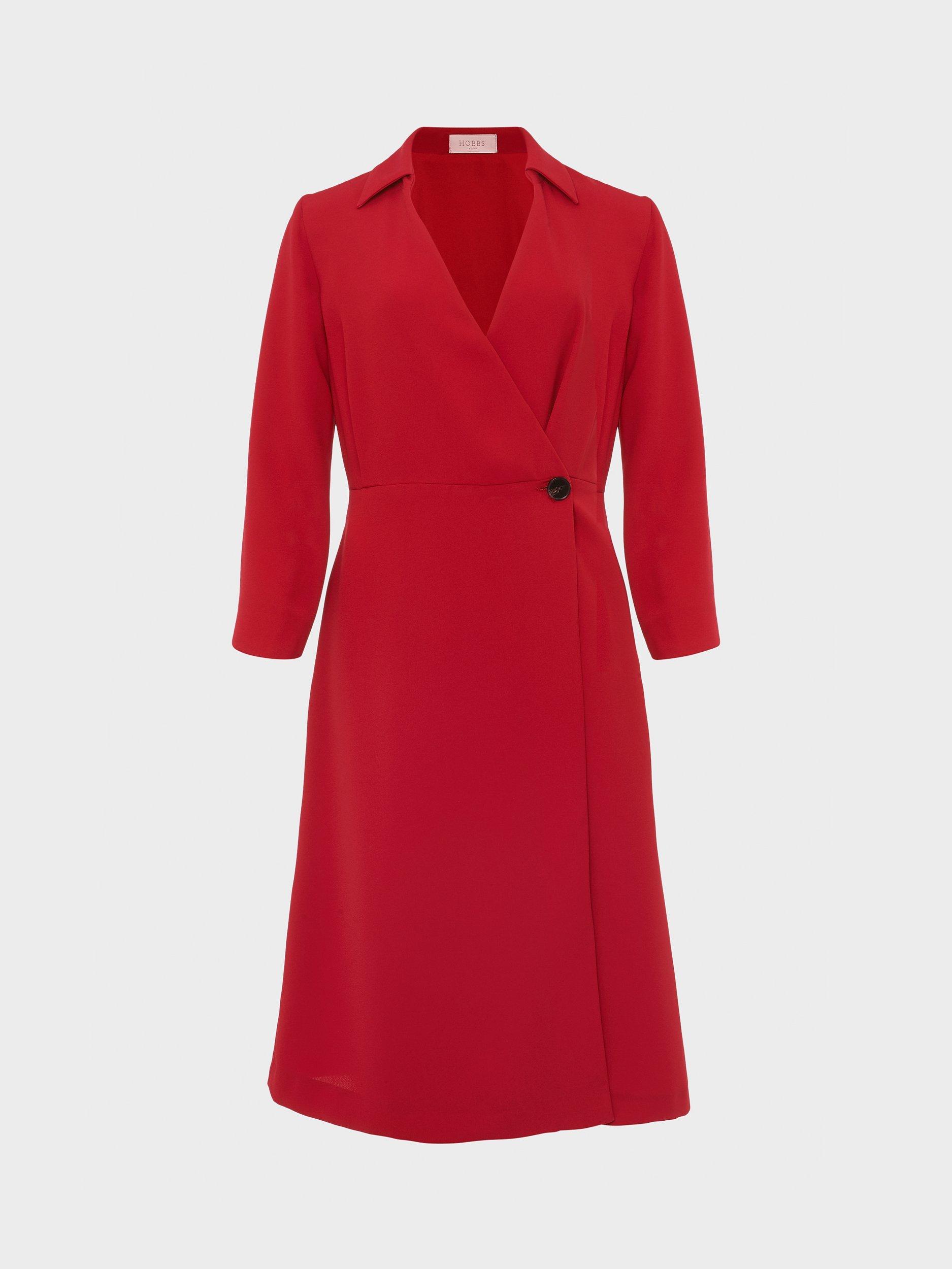 Hobbs Dani Wrap Dress Deep Red