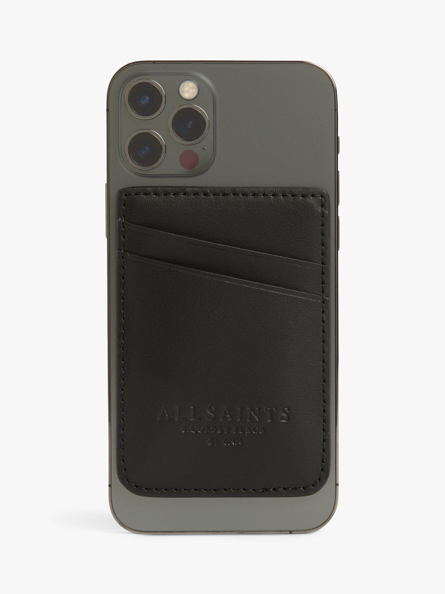 AllSaints Callie Magnetic Leather Cardholder, Black, One Size