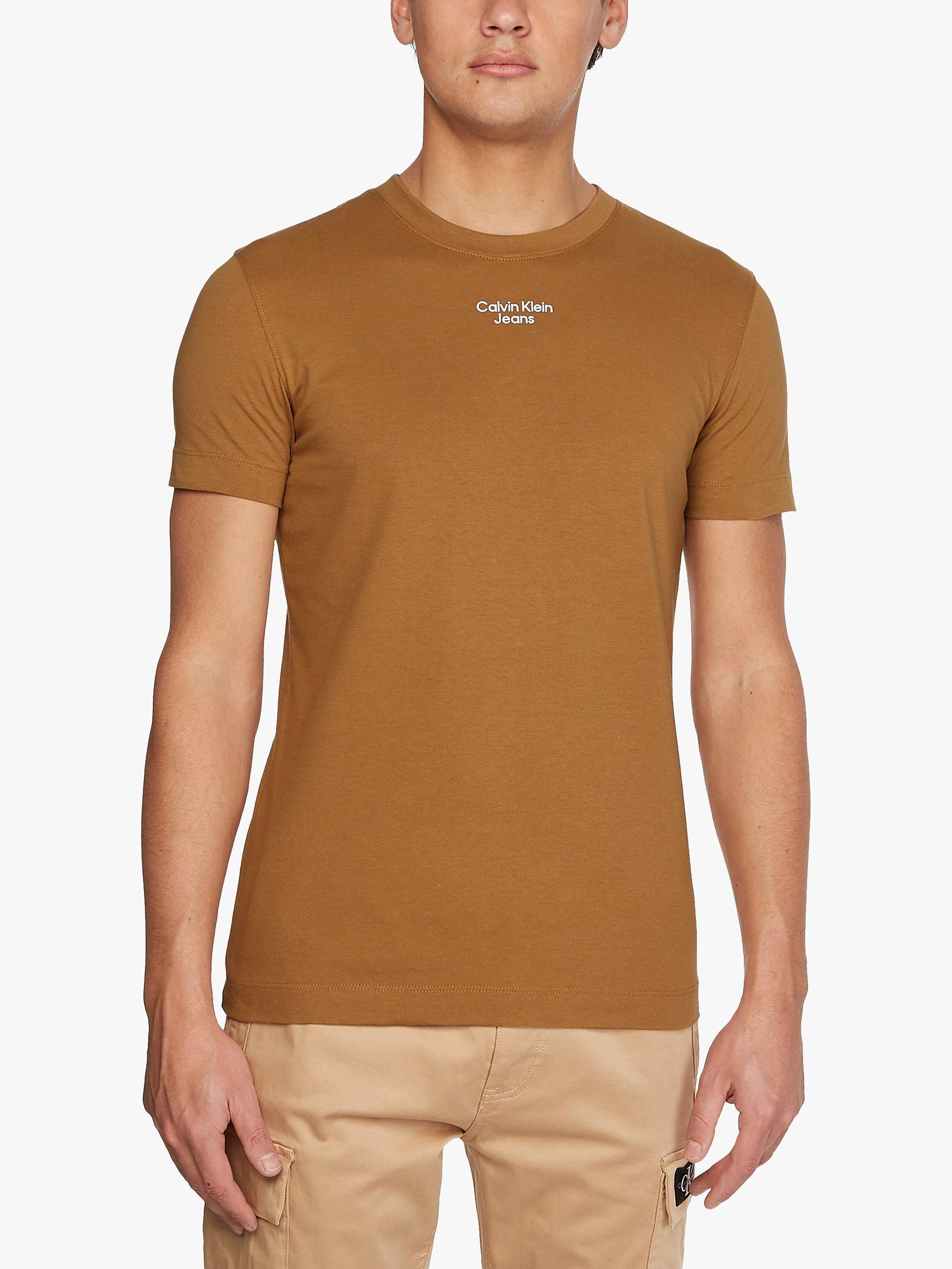 Calvin Klein Jeans Stacked Logo T-Shirt, Tobacco Brown, M