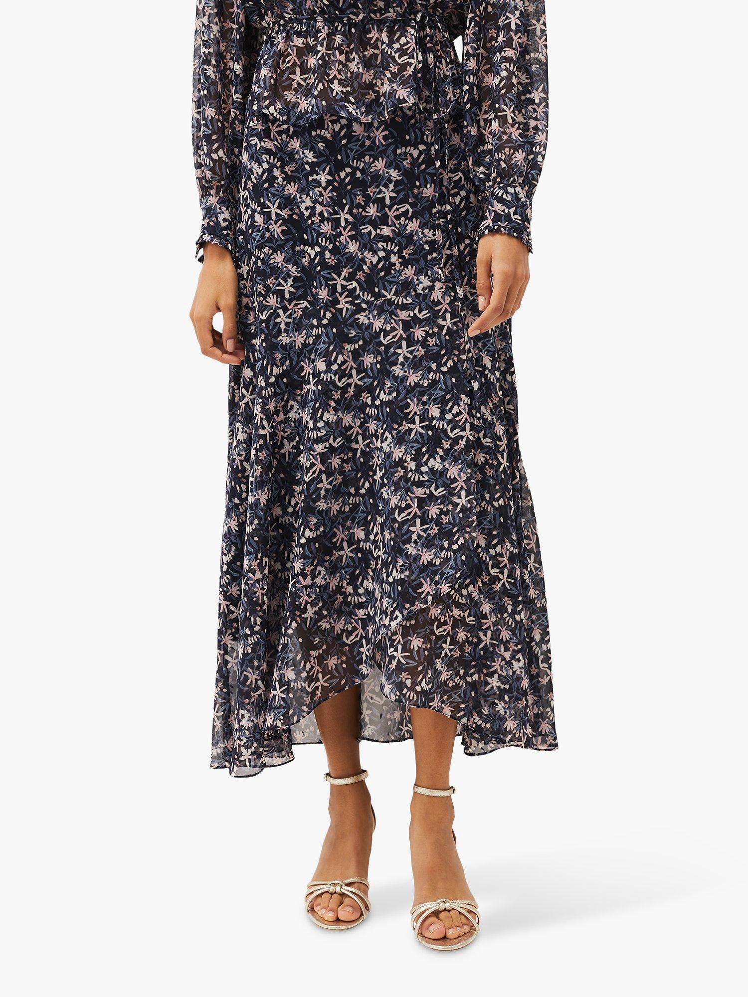 Phase Eight Lola Floral Co-ord Midi Skirt, Navy/Multi