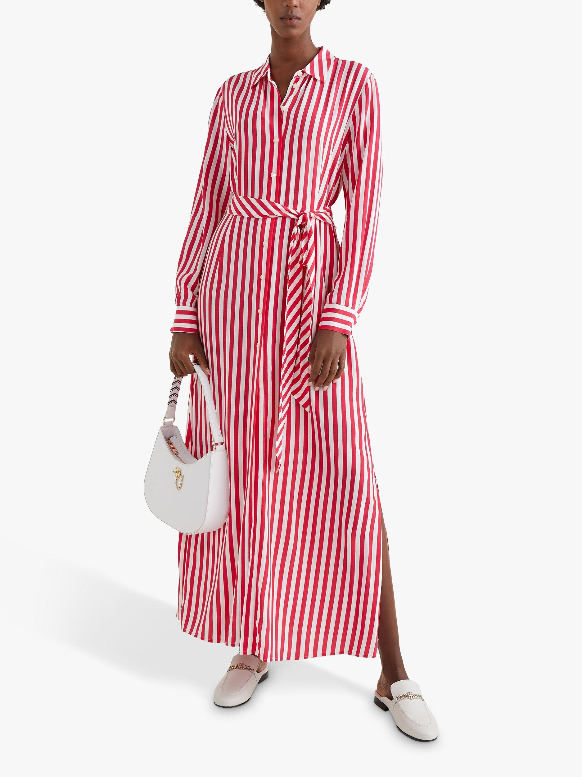 Tommy Hilfiger Striped Maxi Shirt Dress, Banker Stripe/Pink Splendour