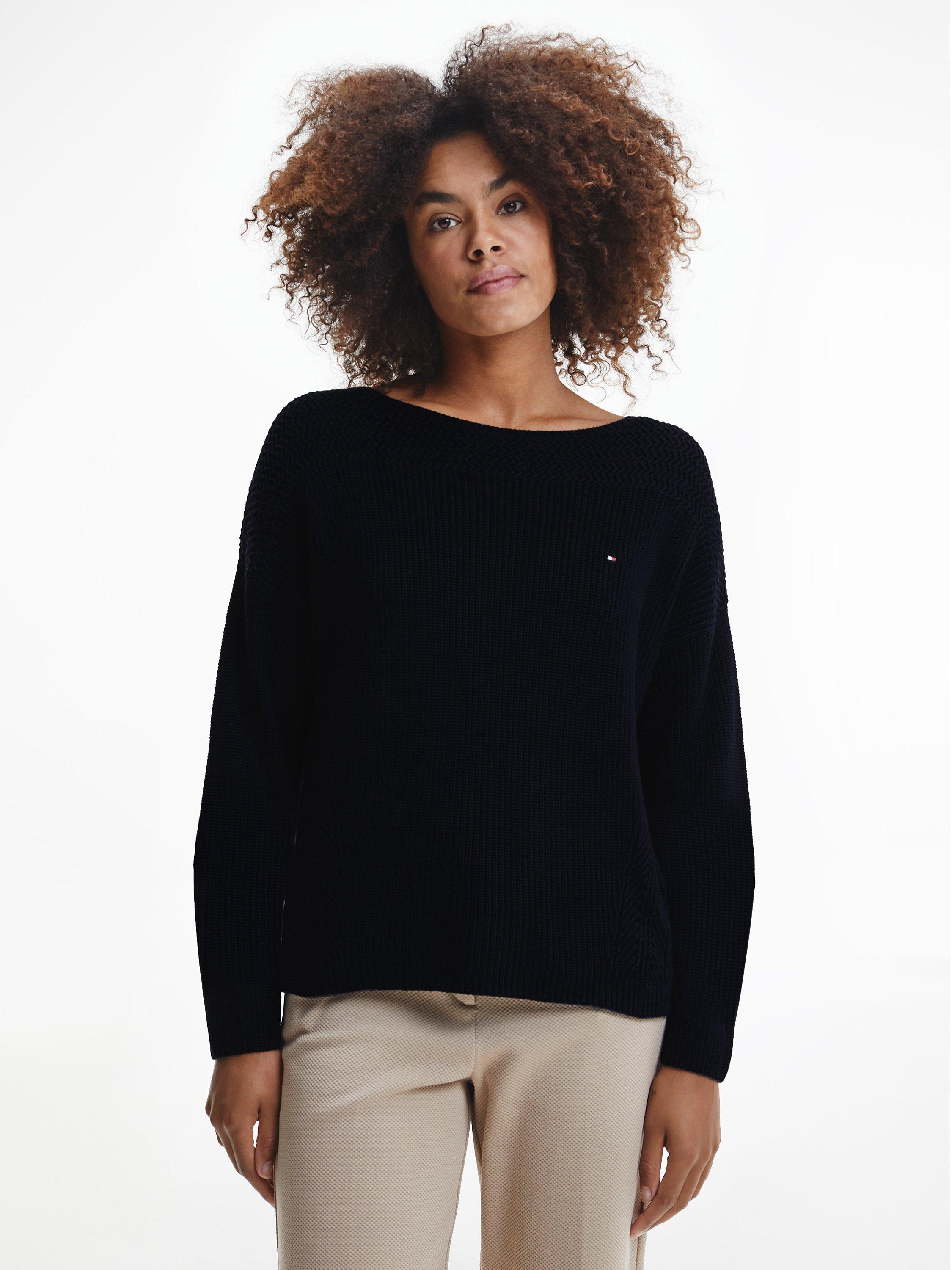 Tommy Hilfiger Hayana Cotton Boat Neck Jumper, Dessert Sky