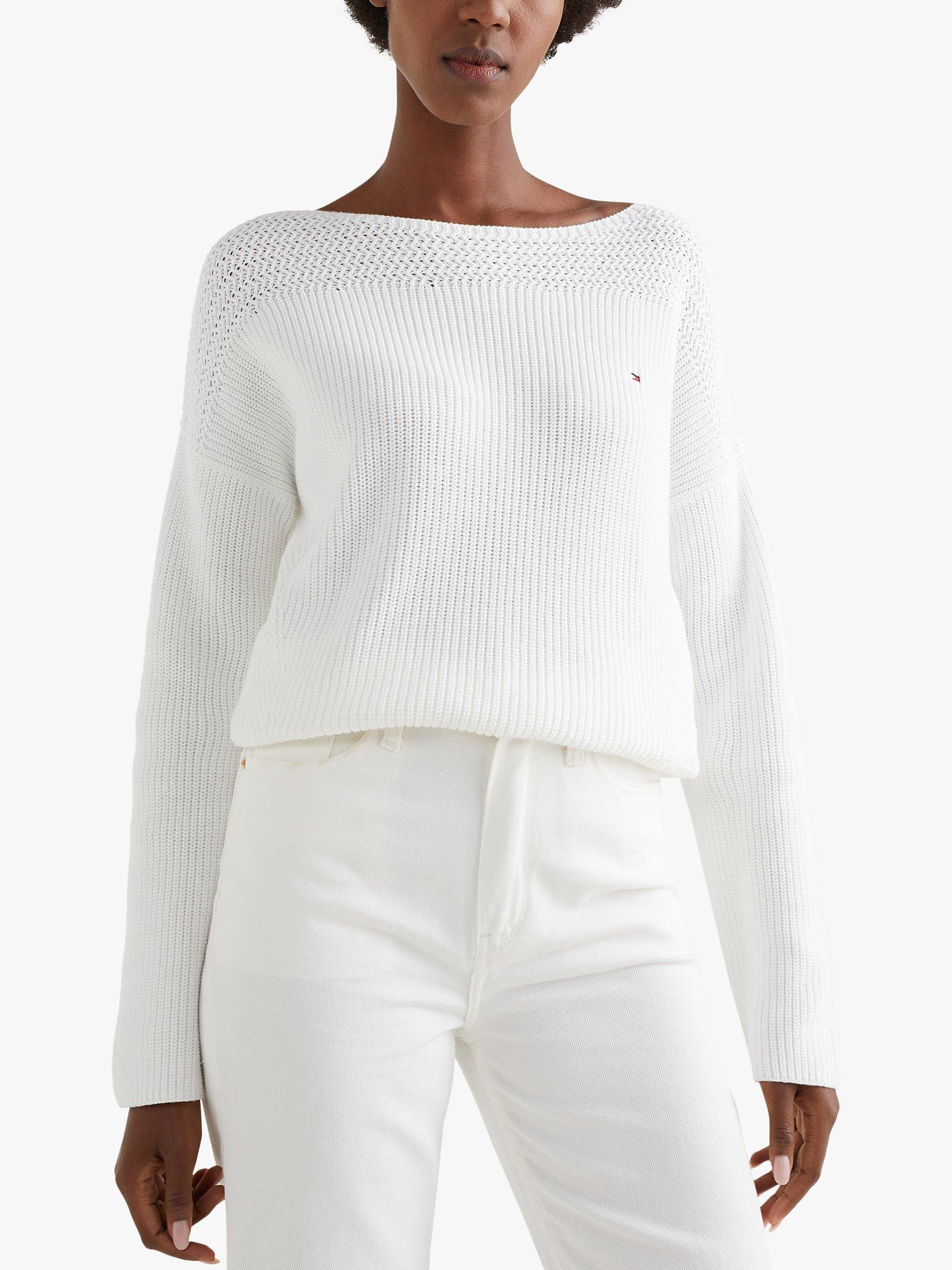 Tommy Hilfiger Hayana Cotton Boat Neck Jumper, Ecru