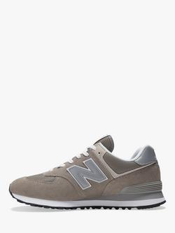 New Balance 574 Suede Trainers - view 2, Grey/White