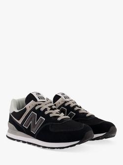 New Balance 574 Suede Trainers - view 2, Black