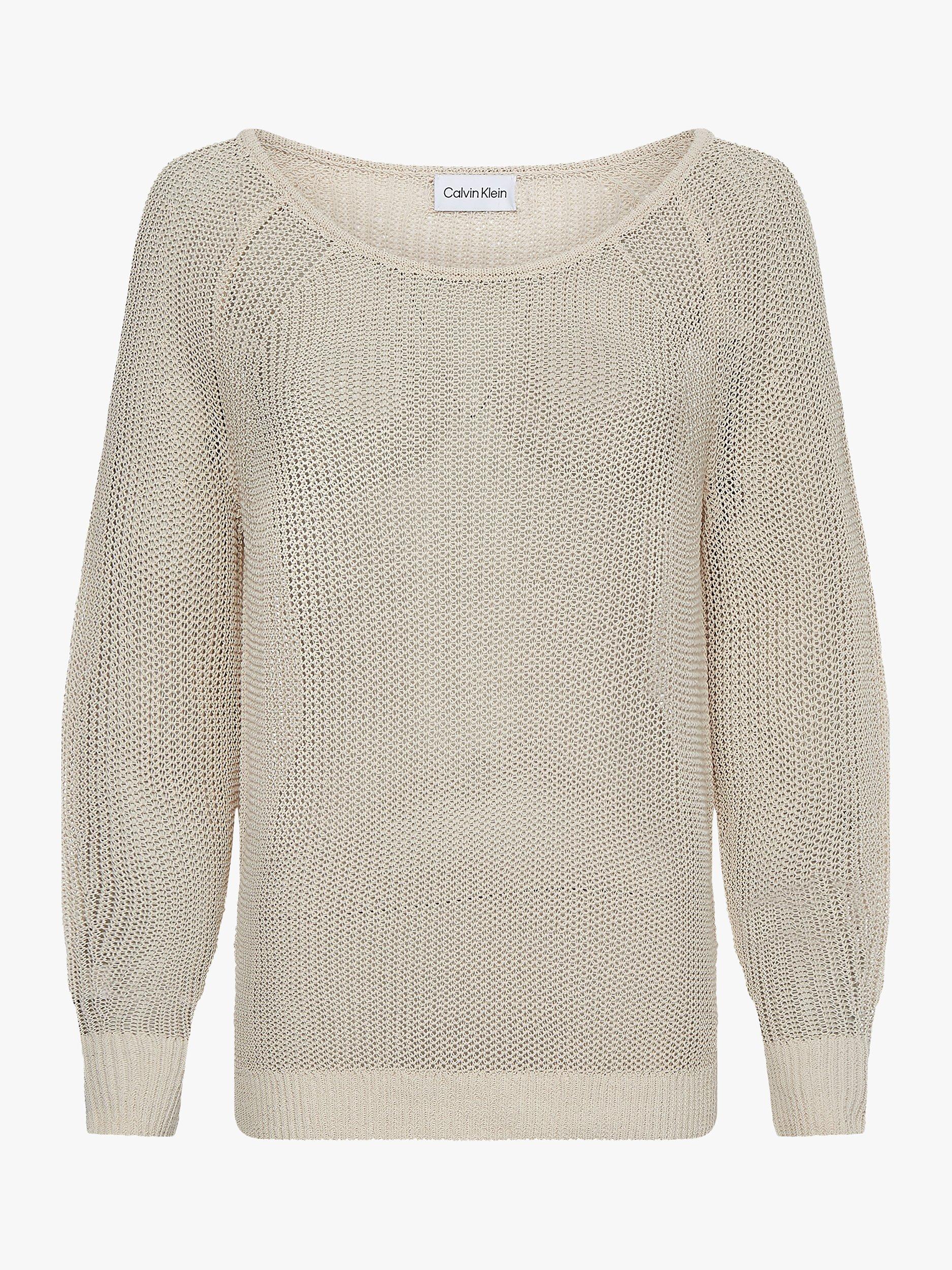 Calvin Klein Open Knit Jumper, Stony Beige