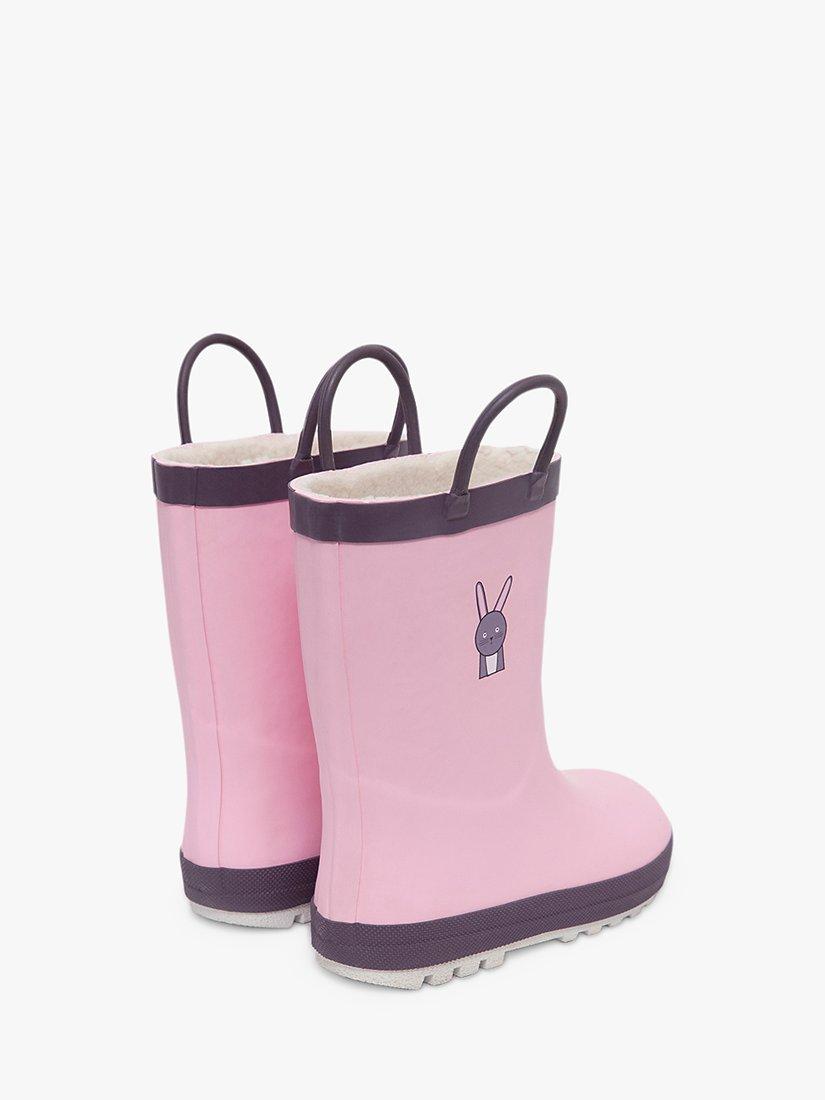 Product image 2 of 5, which shows Roarsome Kids' Hop Bunny Wellington Boots, Light Pink, EU27