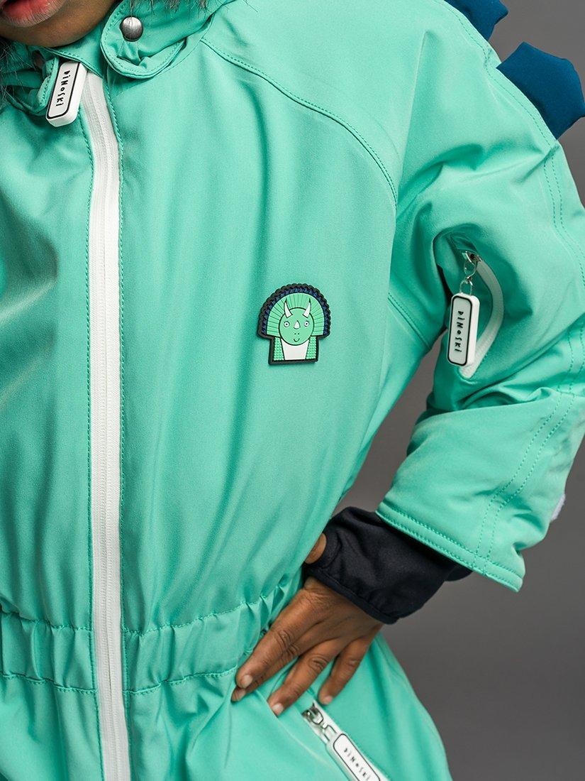 Product image 5 of 6, which shows Roarsome Kids' Spike Dinosaur Waterproof Snowsuit, Light Green, 1-2 years