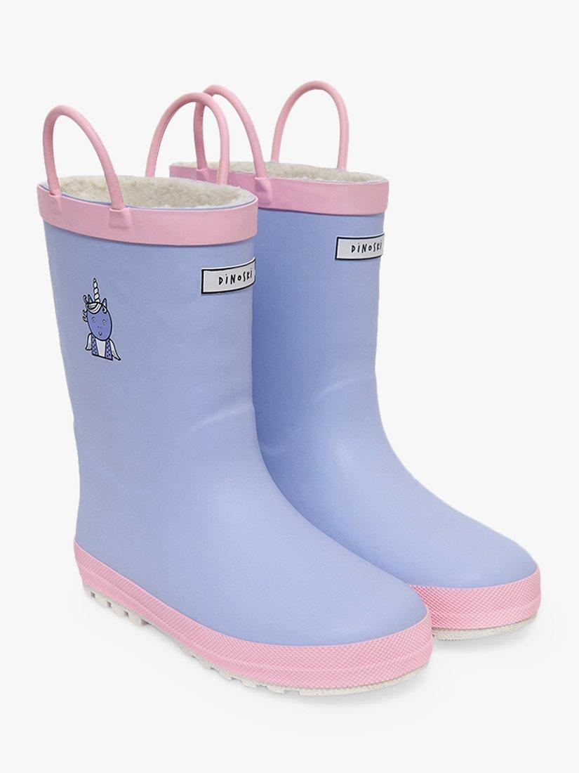 Product image 1 of 5, which shows Roarsome Kids' Sparkle Unicorn Wellington Boots, Light Purple, EU26