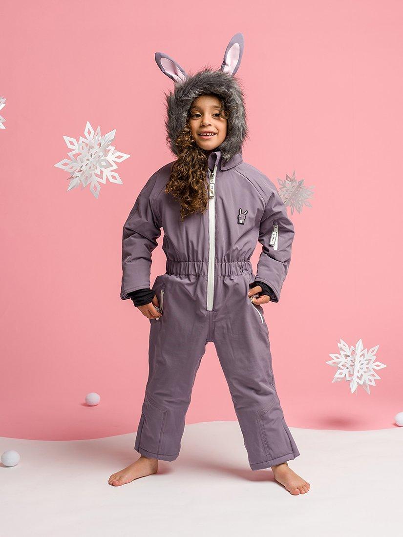 Roarsome Kids Hop Bunny Waterproof Snowsuit Light Grey