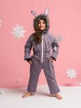 Roarsome Kids' Hop Bunny Waterproof Snowsuit, Light Grey