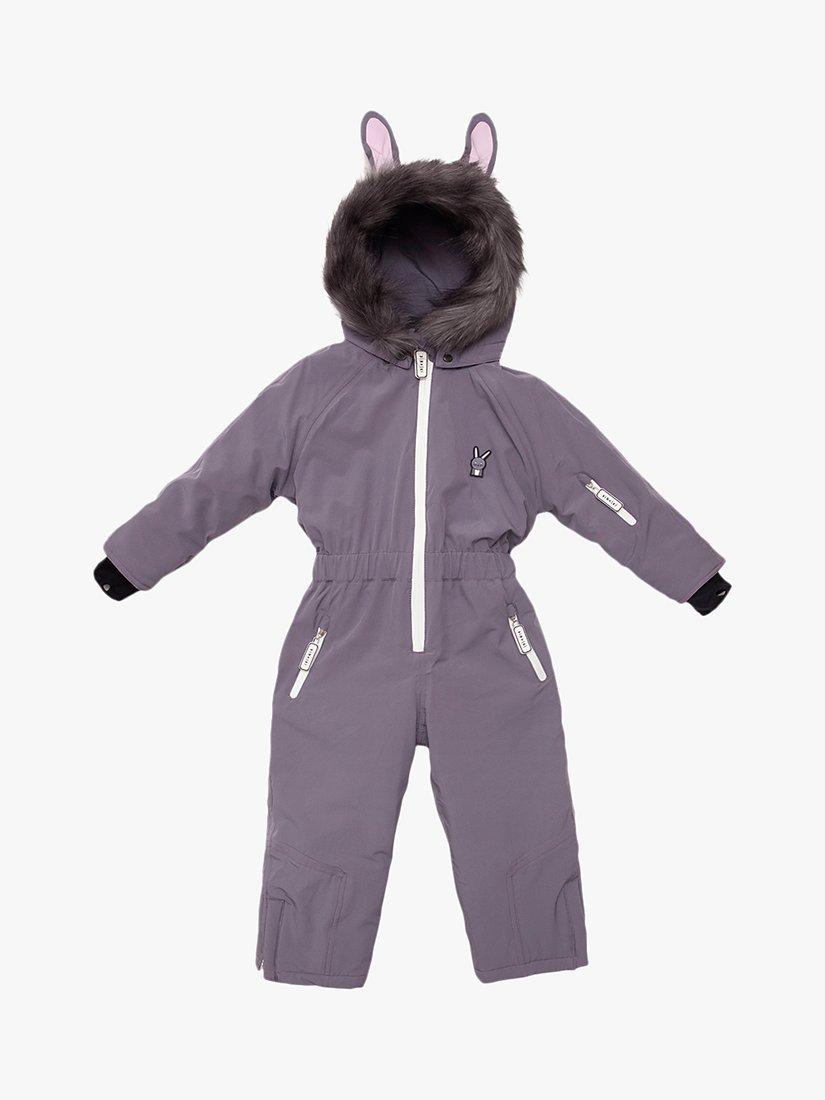 Product image 2 of 7, which shows Roarsome Kids' Hop Bunny Waterproof Snowsuit, Light Grey, 2-3 years
