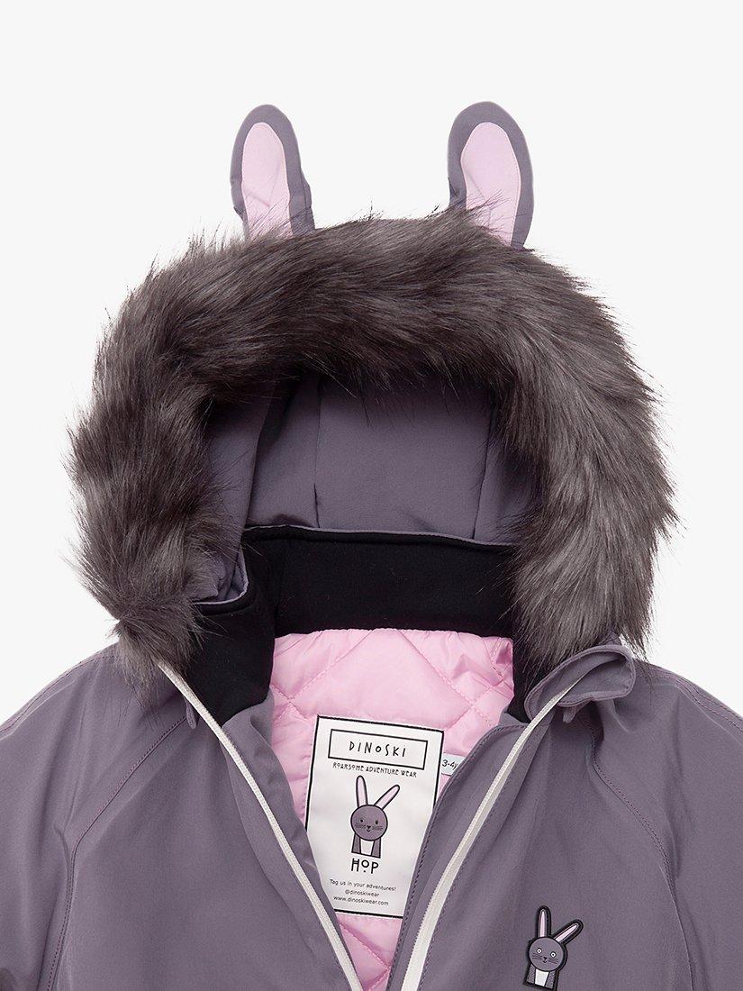 Product image 6 of 7, which shows Roarsome Kids' Hop Bunny Waterproof Snowsuit, Light Grey, 2-3 years