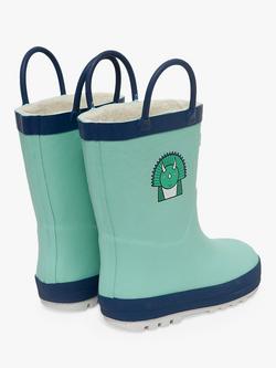 Roarsome Kids' Spike Dinosaur Wellington Boots, Light Green - view 2, Light Green