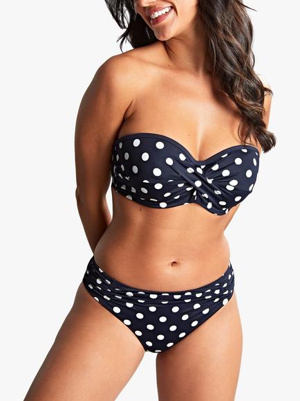 Panache Anya Riva Spot Twist Bandeau Bikini Top, Navy/Vanilla, Navy/Vanilla