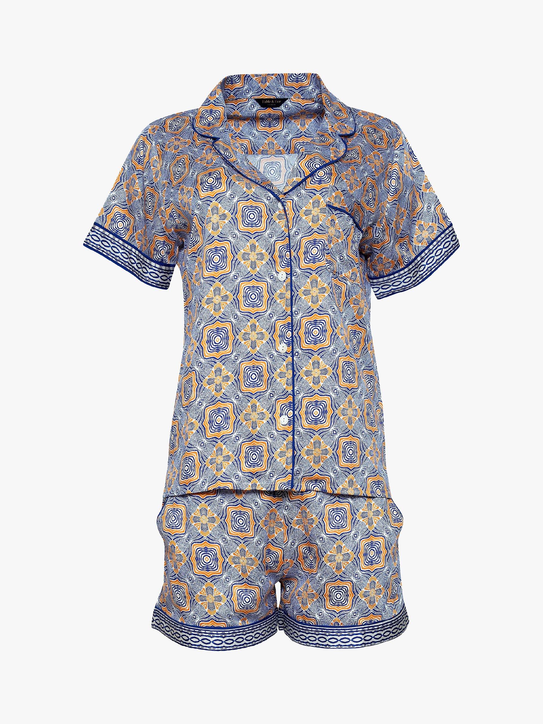 Product image 3 of 3, which shows Fable & Eve Hampstead Geo Shortie Pyjama Set, Multi, 8