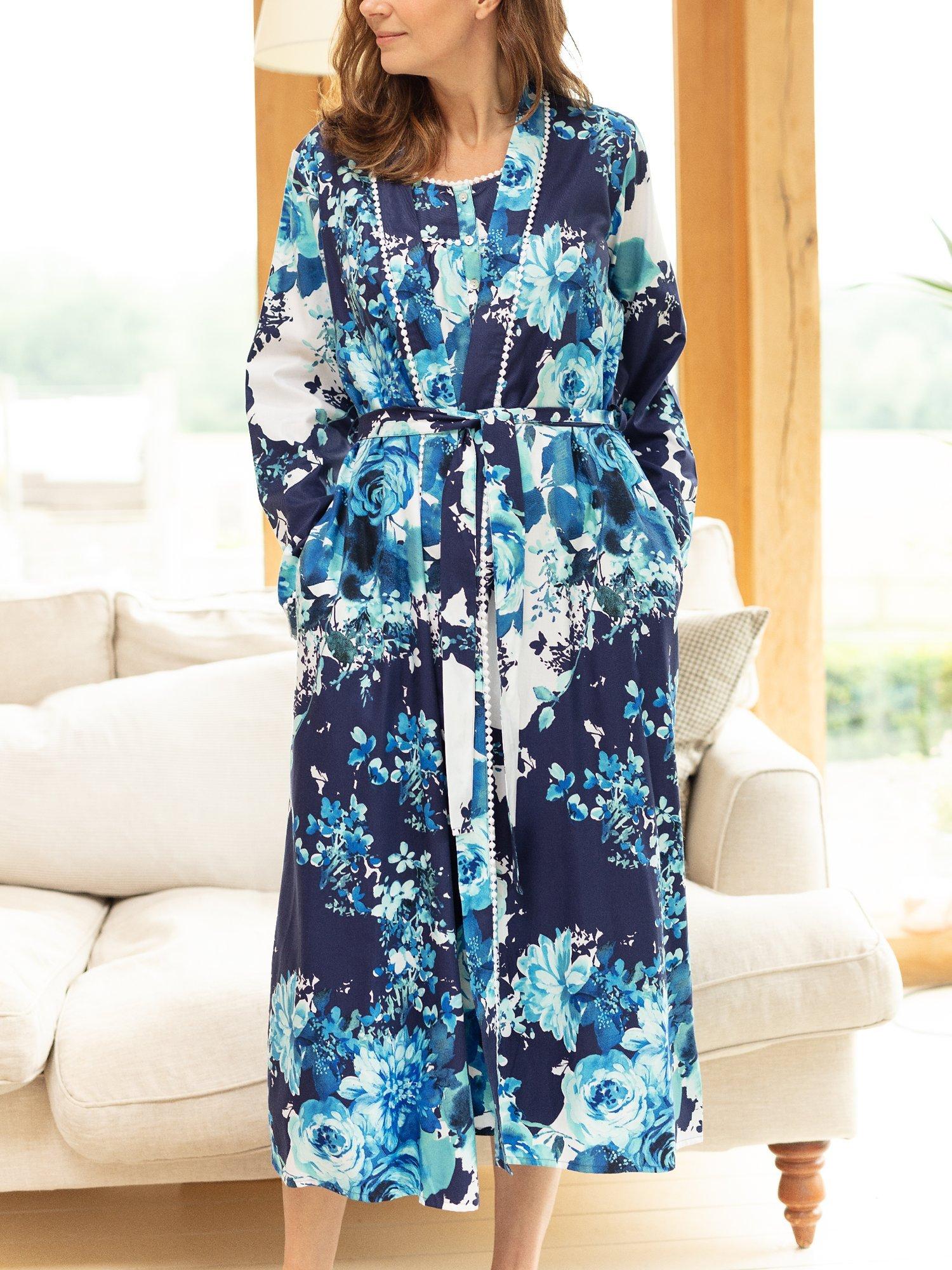 Product image 4 of 4, which shows Nora Rose by Cyberjammies Jolene Floral Print Robe, Navy/Multi, 10
