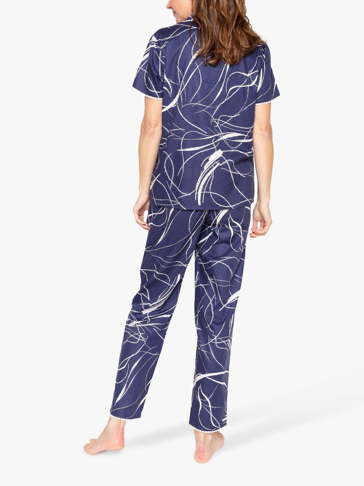 Product image 2 of 3, which shows Cyberjammies Jolene Swirl Shirt Pyjama Set, Navy, 8