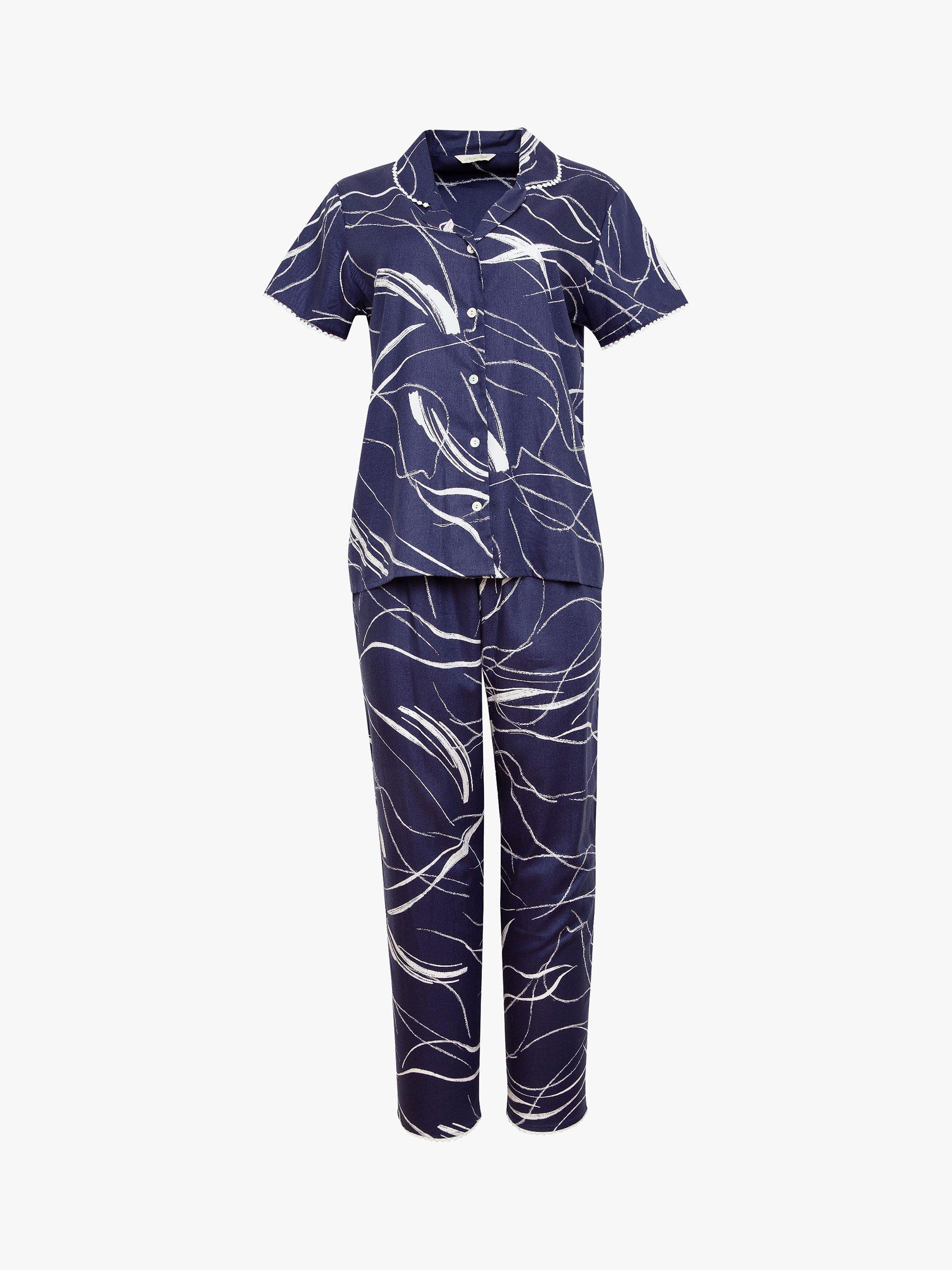 Product image 3 of 3, which shows Cyberjammies Jolene Swirl Shirt Pyjama Set, Navy, 8