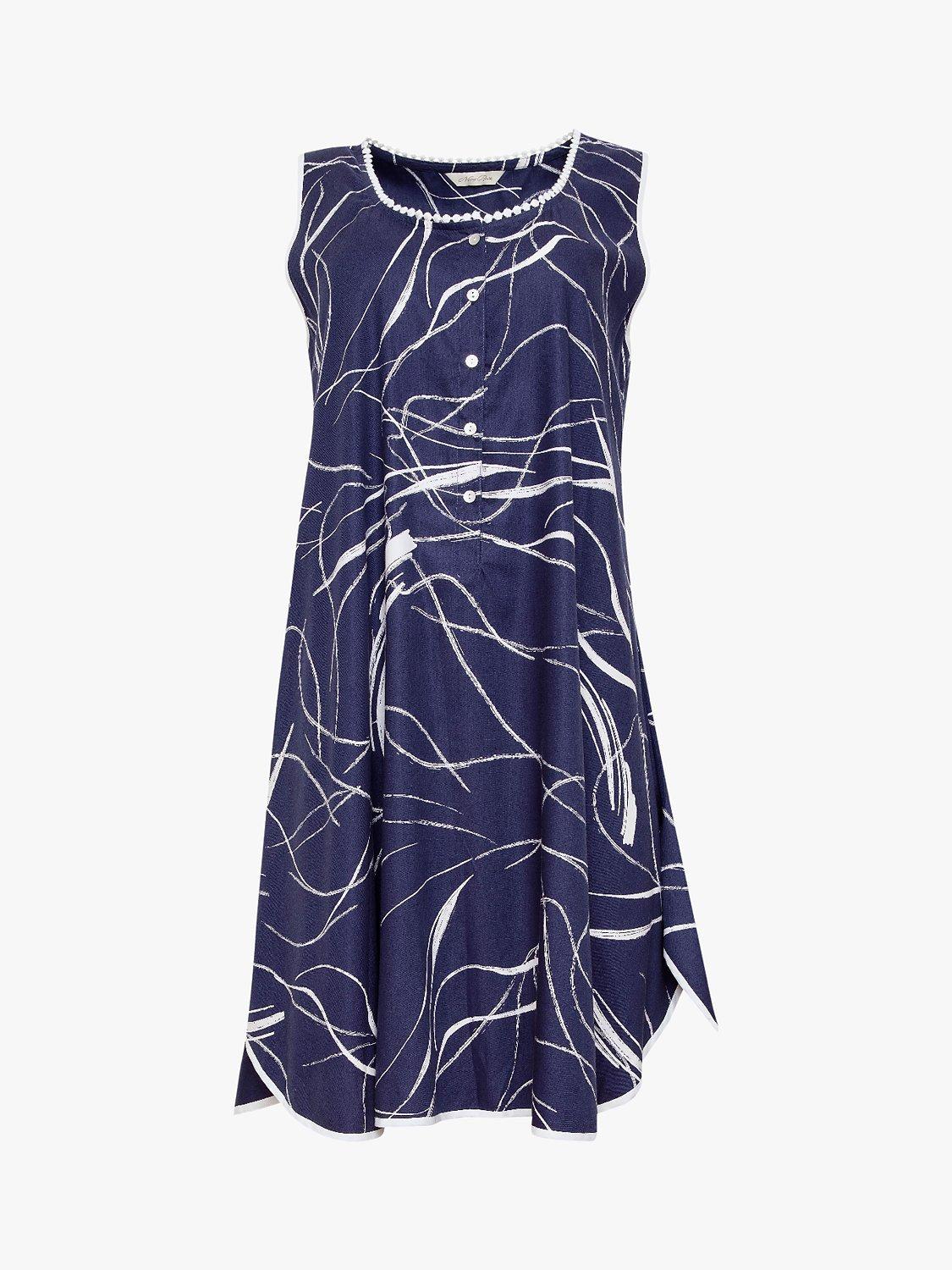 Product image 2 of 2, which shows Nora Rose by Cyberjammies Jolene Swirl Print Nightdress, Navy, 8