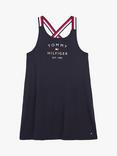 Tommy Hilfiger Kids' Organic Cotton Core Signature Strappy Dress, Desert Sky