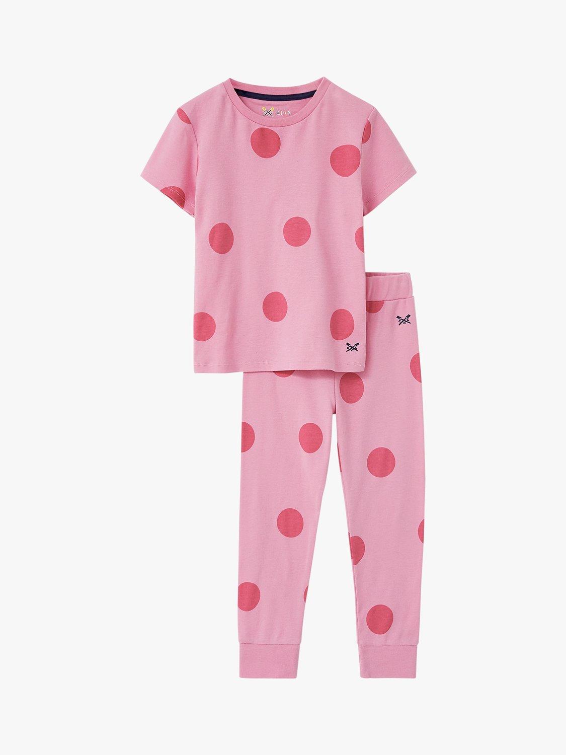 Crew Clothing Kids' Giant Spot Pyjamas, Mid Pink