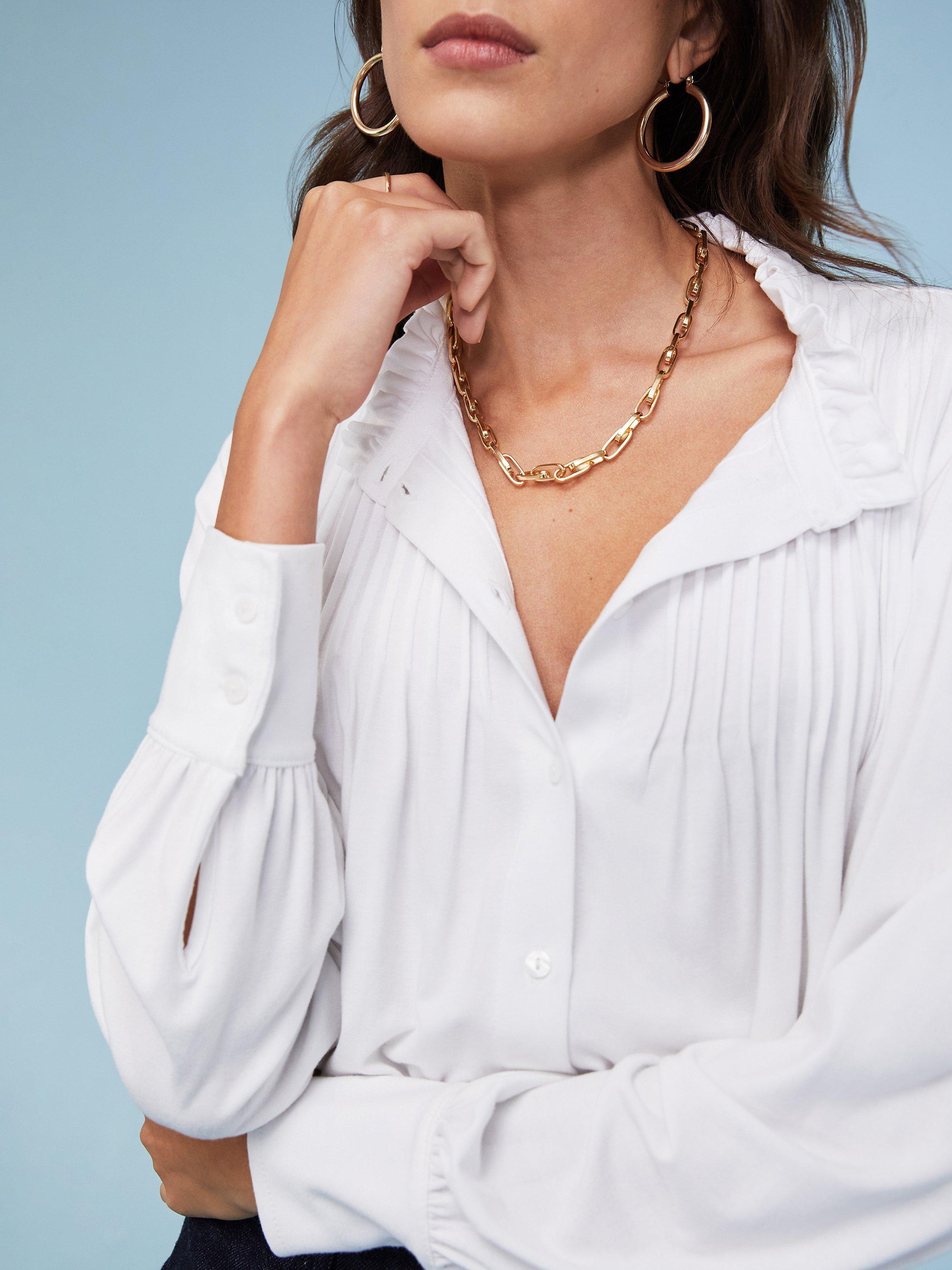 Product image 2 of 6, which shows Baukjen Imken Pintuck Shirt, Pure White, 6