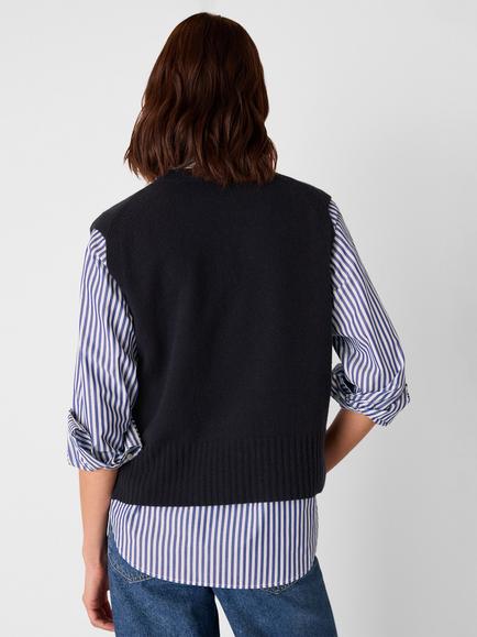 Whistles Wool Tank Top, Navy - view 2, Navy