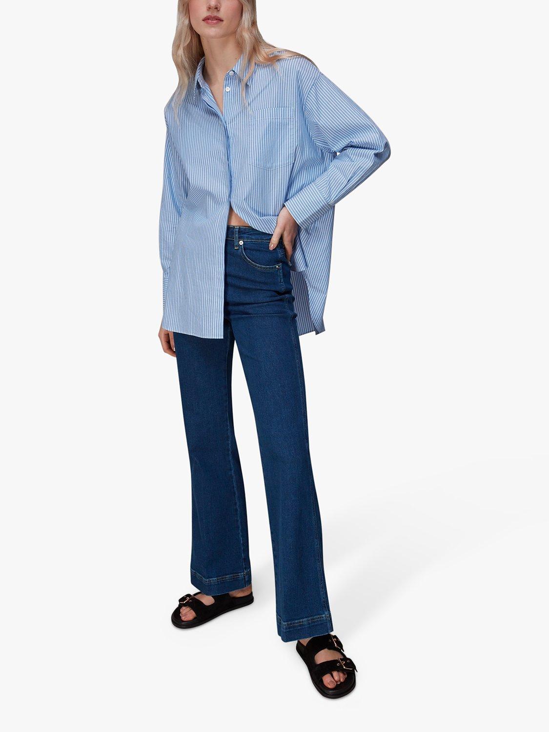 Whistles Lucy Flared Stretch Jeans, Blue