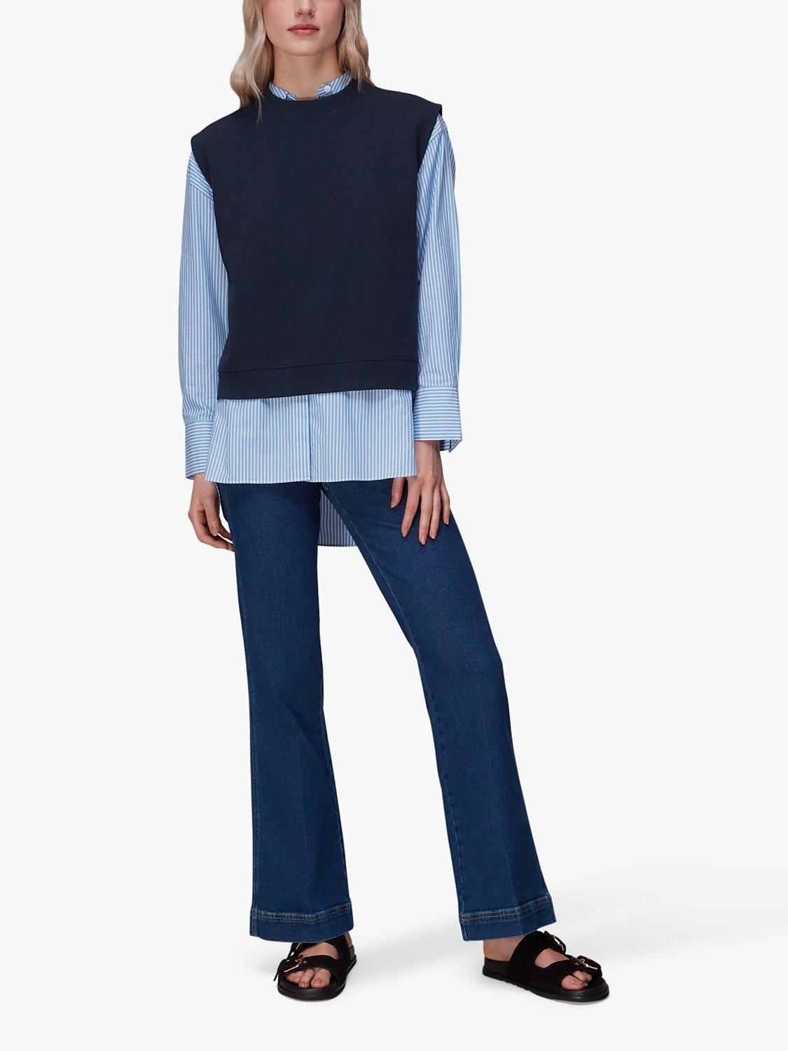 Product image 1 of 7, which shows Whistles Alora Sleeveless Jumper, Navy, XS