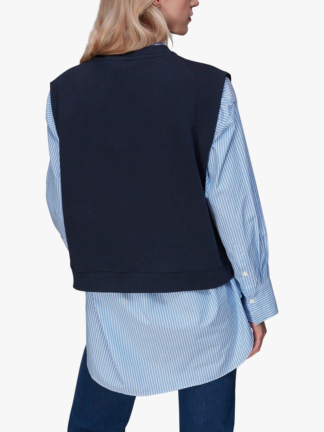Product image 2 of 7, which shows Whistles Alora Sleeveless Jumper, Navy, XS