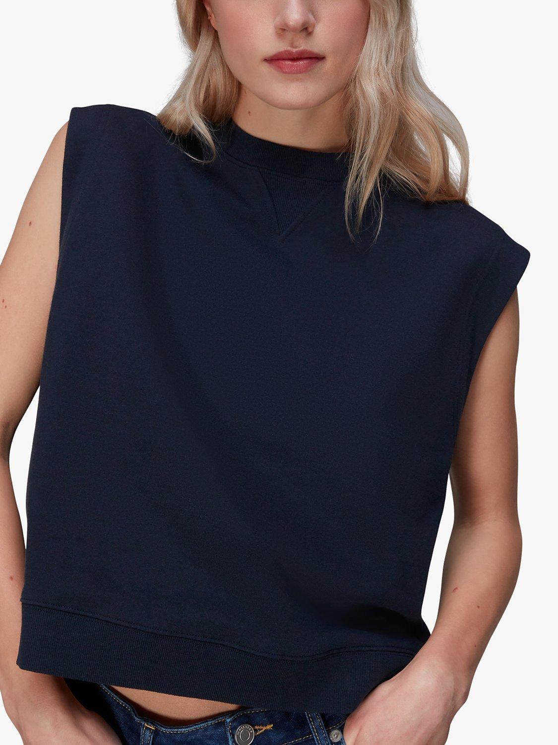 Product image 3 of 7, which shows Whistles Alora Sleeveless Jumper, Navy, XS
