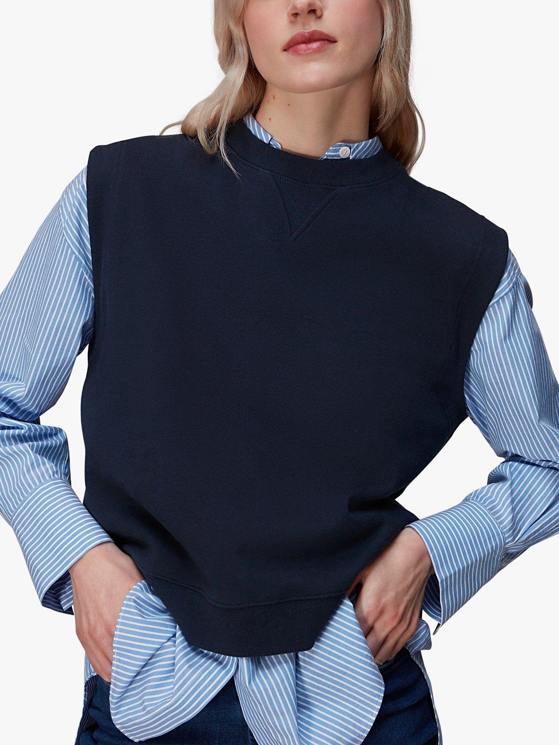 Product image 5 of 7, which shows Whistles Alora Sleeveless Jumper, Navy, XS