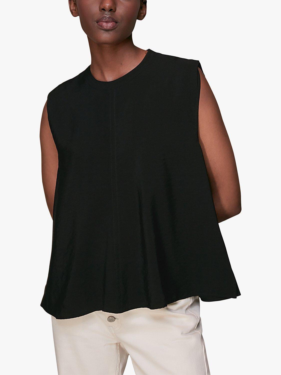 Whistles Leola Sleeveless Swing Vest Top, Black