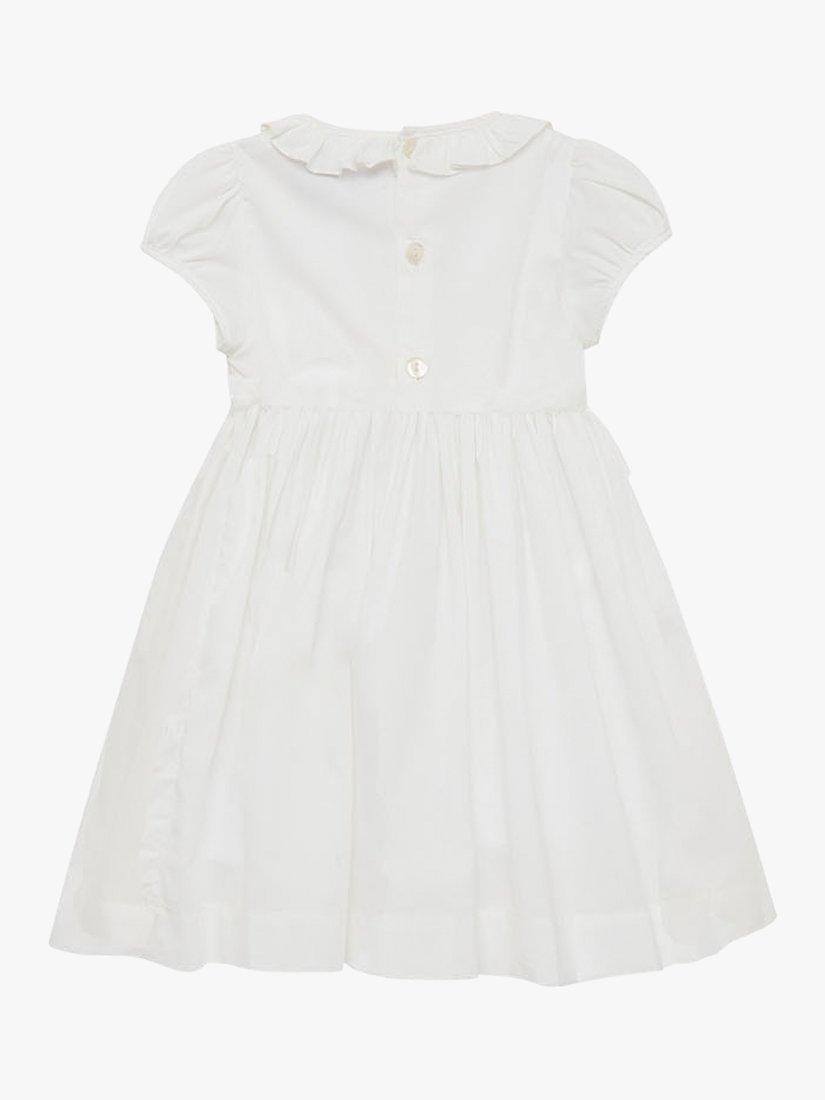 Product image 3 of 4, which shows Trotters Willow Kids Rose Hand-Smocked Dress, White, 12-18 months