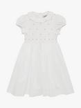 Trotters Willow Baby Hand Smocked Bodice Dress, White