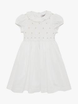 Trotters Willow Baby Hand Smocked Bodice Dress, White - view 2, White