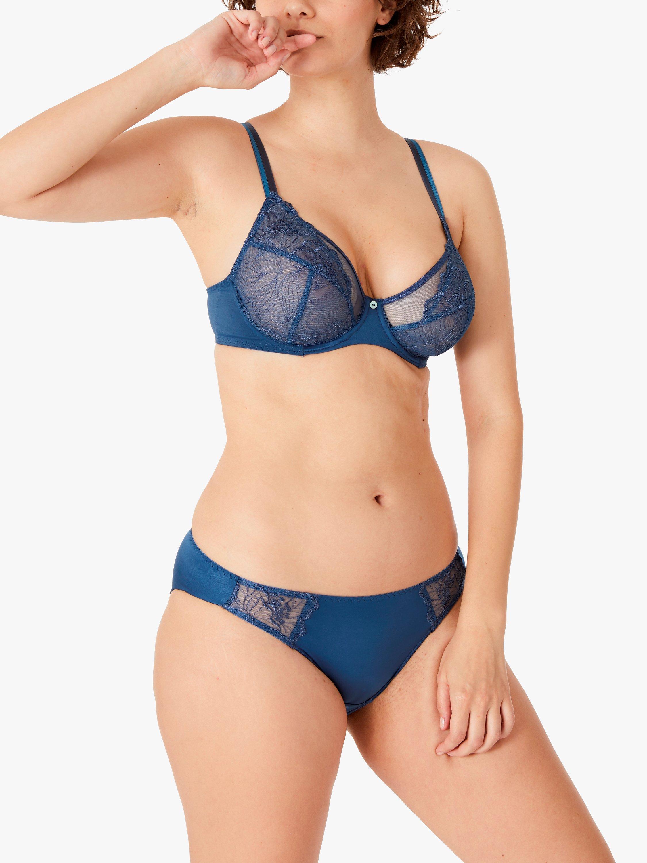 Maison Lejaby Flora Bikini Knickers, Bleu Stone
