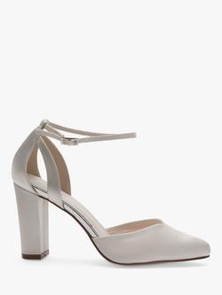 Rainbow Club Eve Block Heel Strappy Court Shoes, Ivory Satin, Ivory