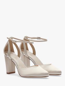 Rainbow Club Eve Block Heel Strappy Court Shoes, Ivory Satin - view 2, Ivory