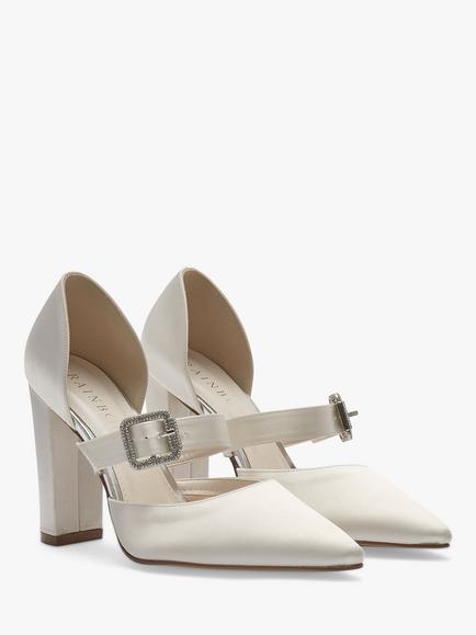 Rainbow Club Savannah Court Shoes, Ivory Satin - view 2, Ivory