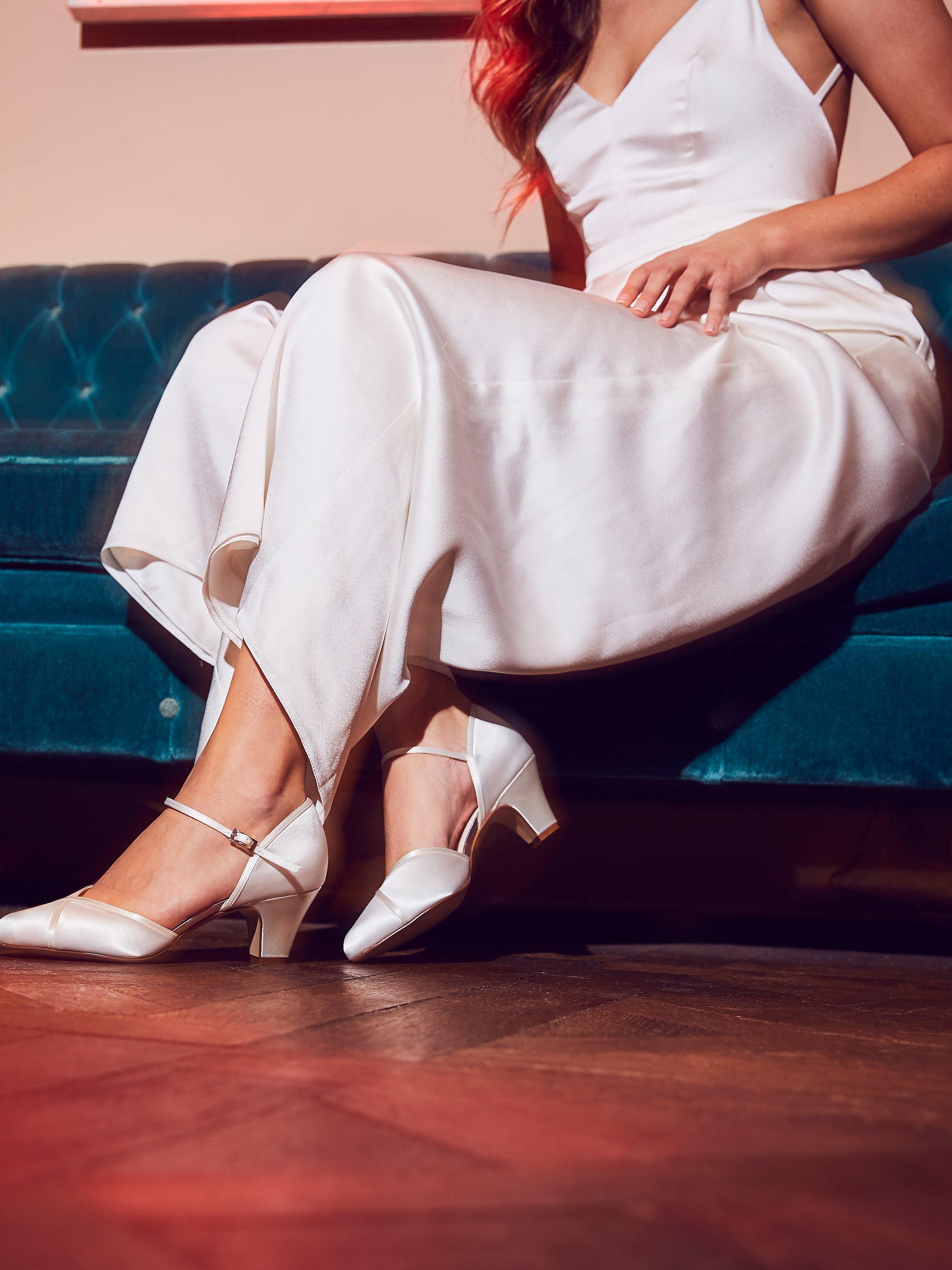 Product image 5 of 5, which shows Rainbow Club Shirley Wide Fit Court Shoes, Ivory Satin, 4