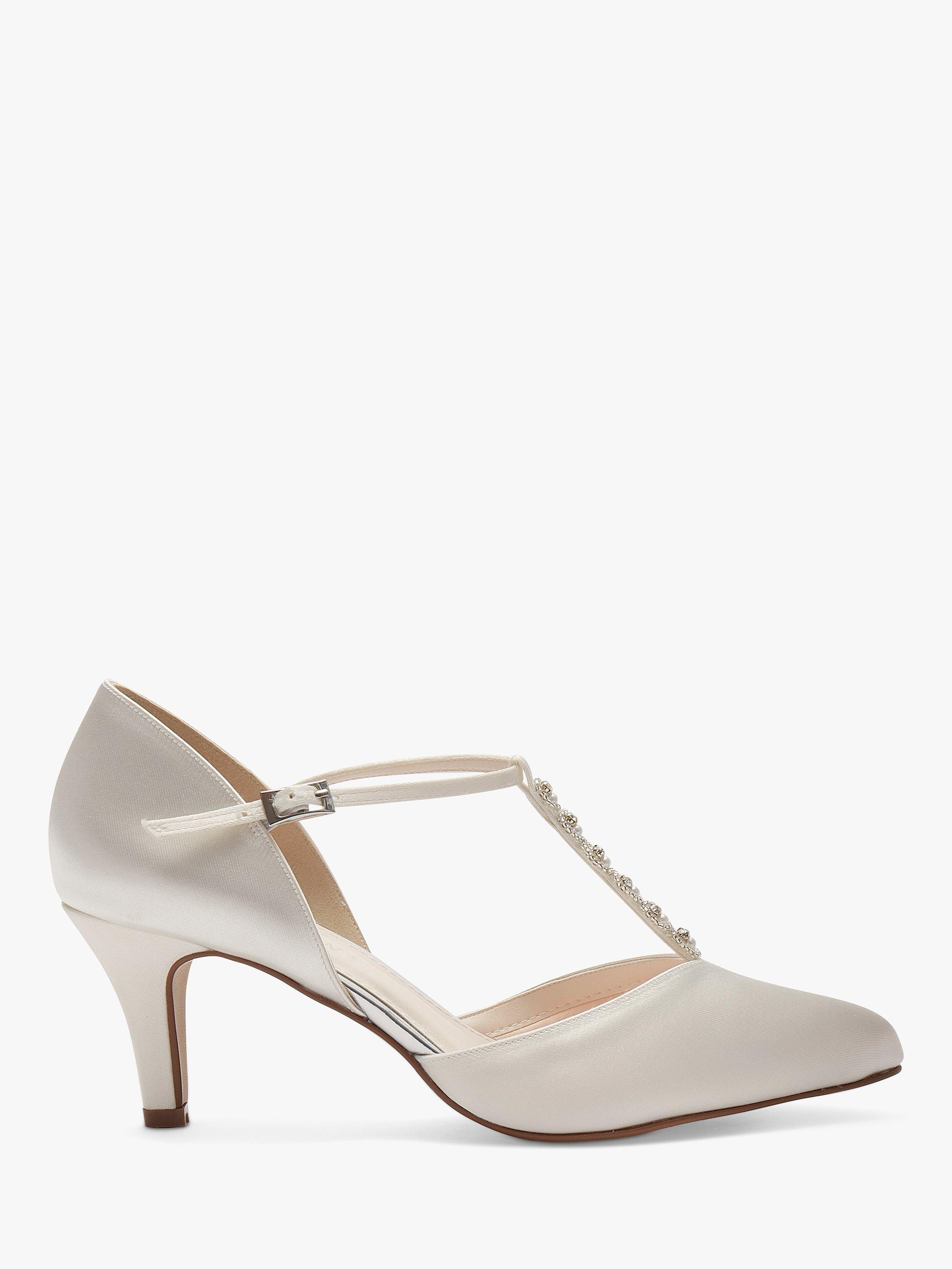 Rainbow Club Cordelia T-Bar Court Shoes, Ivory Satin, 3