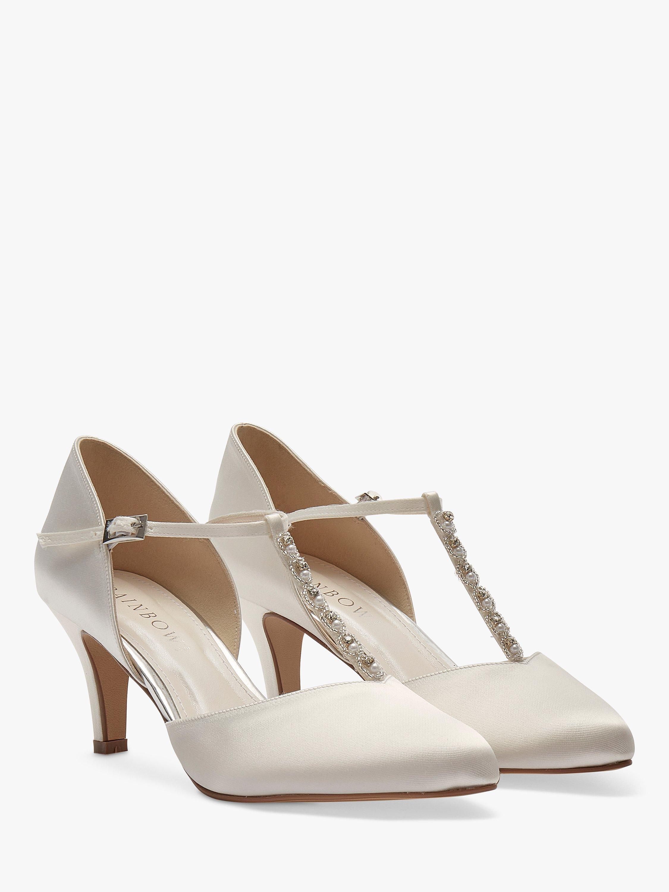 Rainbow Club Cordelia T-Bar Court Shoes, Ivory Satin, 3